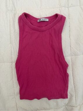 Zara Ribbed Tank Top - Pink